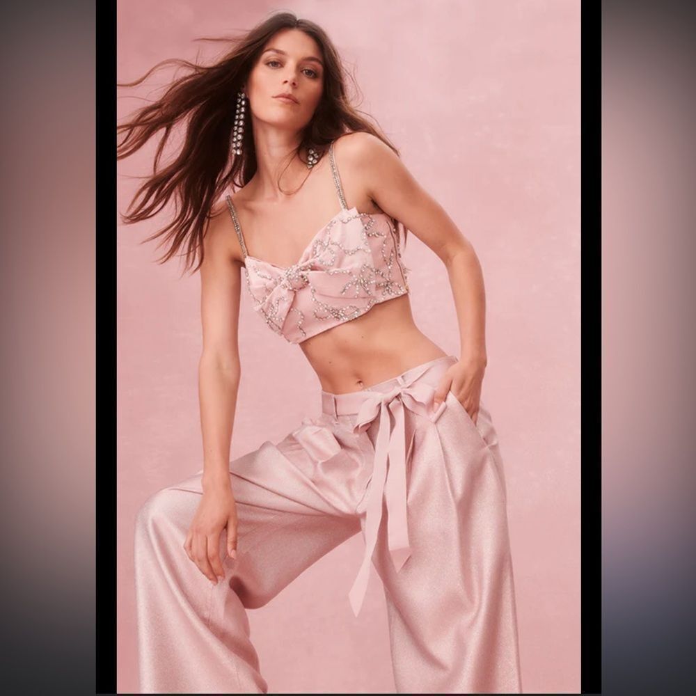 NWT LoveShackFancy - Arlitta Embellished Cropped Top - Pink - Size 2 - Picture 12 of 12